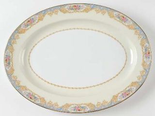 Noritake Triosin 16 Oval Serving Platter, Fine China Dinnerware   Flowers On Bl
