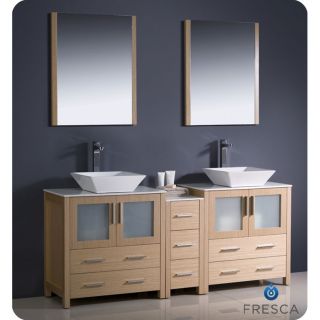 Fresca Light Oak Double Sink Bathroom Vanity