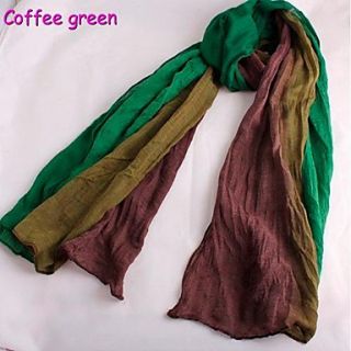 Stylish Cotton and Linen Drape Gradient Color Scarf Coffee and Green