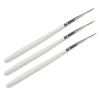 3PCS UV Gel Pen Nail Art White Handle Painting Brush Set