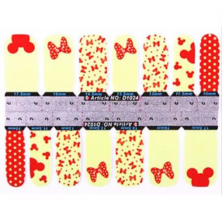 1x14PCS 1 Pattern Cartoon Mickey Mouse Butterfly Pattern Full cover Nail Stickers