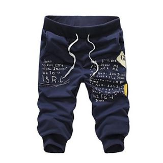 Mens Leisure Loose Letter Printing Pure Cotton Pants