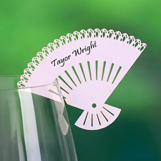 Fan Shaped Place Card For Wine Glass Card (Set of 12)