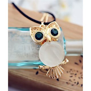 Daphne Opal Green Eyes Owl Sweater Chain Necklace(Screen Color)