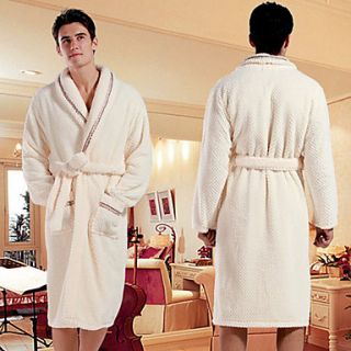 Bath Robe,High class Man White Solid Colour Garment Thicken