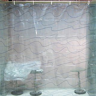 Shower Curtain Modern Blue Waviness Print Environmental W79 x L71