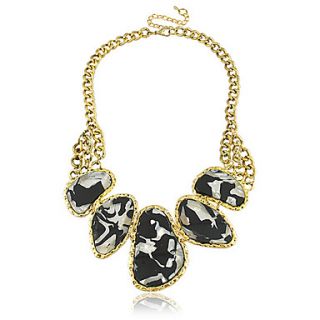 Yumfeel Womens Vintage Black Big Geometric Gem Necklace