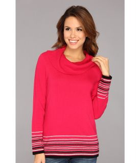 Pendleton Cr me De Cashmere Stripe Cowl Neck Sweater Womens Sweater (Red)