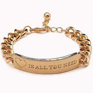 Shining Fashion Alloy Heart Letter Chain Bracelet (Screen Color)
