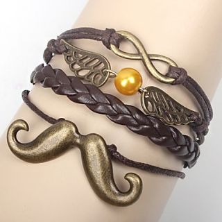 Shining Infinity Style Angel Wings Beard Handmade Leather Bracelet (Screen Color)