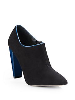 Mabel Piped Suede Ankle Boots   Black Blue