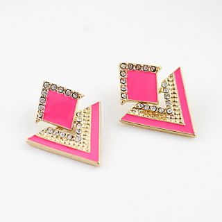 Kayshine Womens Pink Delicate Personalized Punk Diamond Studded Triangle Earrings