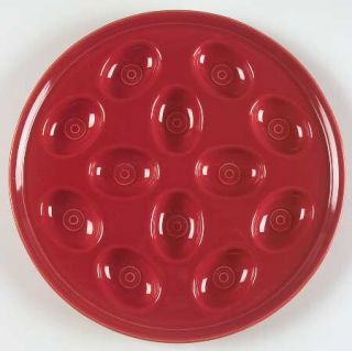 Homer Laughlin  Fiesta Scarlet (Newer) Deviled Egg Plate, Fine China Dinnerware