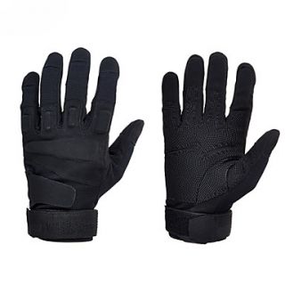 Mens Black Tactical Wearable Full Finger Gloves