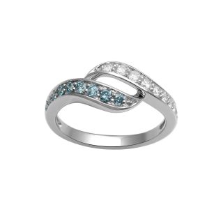 1/2 CT. T.W. White and Color Enhanced Blue Diamond Fashion Ring, Womens