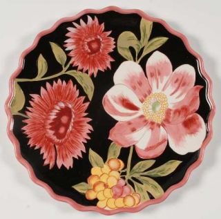 Primavera 13 Chop Plate (Round Platter), Fine China Dinnerware   Red Floral,Gre
