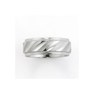 Silver Band, 8mm Wedding Band, White, Mens