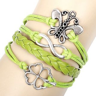 Shining Infinity Style Clover Handmade Leather Bracelet (Screen Color)