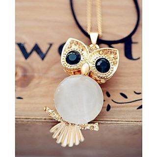 Shining Europe Elegant Alloy Owl Pendant Necklace (Screen Color)