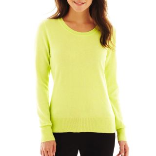 Worthington Essential Crewneck Sweater, Sunny Lime, Womens