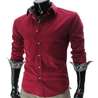 HKWB Casual Slim Long Sleeve Shirt(Red)