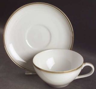Royalton Golden Elegance Flat Cup & Saucer Set, Fine China Dinnerware   1 Thick/