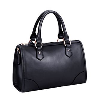 Global Freeman Womens Fashion Free Man Simple Solid Color Two Uses Leather Bag(Black)