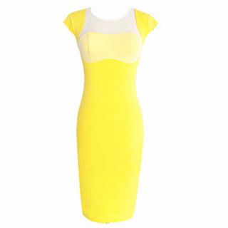 MS Yellow Sexy Short Sleeve Slim Fit Dress