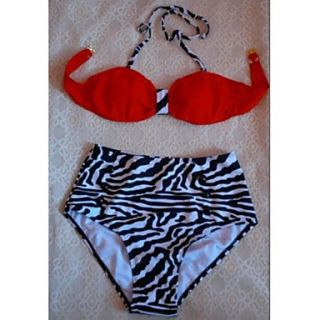 Womens Sexy Zebra Halter Bikini