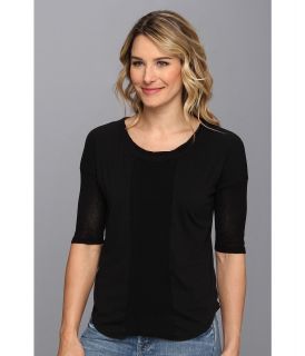 Mod o doc Supreme Jersey Mesh Inset 3/4 Sleeve Tee Womens T Shirt (Black)