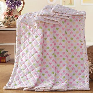 Quilt,Country Style Polyester Jacquard Summer Heart Pink
