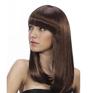 Womens Ladies Medium Wavy Hair Full Wigs Cosplay Bobo Style Bangs Wig 4 Colors to Choose