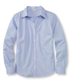 Womens Wrinkle Resistant Cotton Poplin Shirt, Stripe