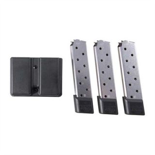 1911 Power Magazine Kits   1911 10 Round Ss Power Plus Mag 3 Pack With Double Mag Pouch
