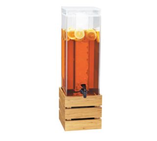 Cal Mil 3 gal Square Beverage Dispenser   Lid, Spigot, Acrylic, Bamboo