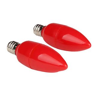 E12 0.3W 1 LED 15LM Red Light Candle Lamp Bulb (2 Pack, 110 220V)