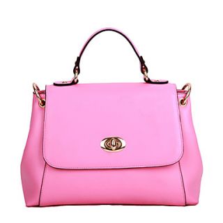 Global Freeman Womens Simple Crocodile Free Man Solid Color Leather Tote(Pink)