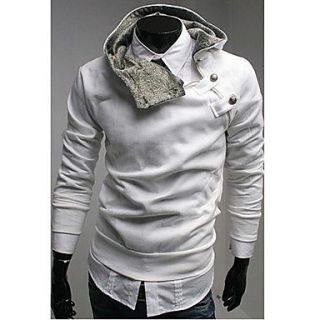 The Autumn and Winter Mens Outerwear Rabbit Fur Collar Fleece with Hat