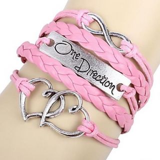 Womens Fashion Cute Multideck Heart Combined Symbols Braided Bracelet