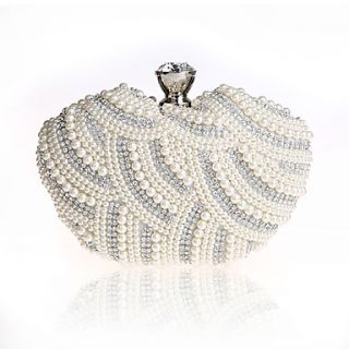 ONDY NewHeart Shaped Pearl Evening Bag (White)