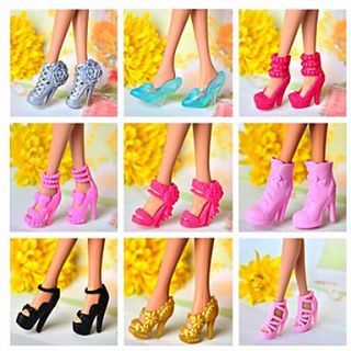 9 Pcs Barbie Doll Sweet Girl PVC High heeled Shoes