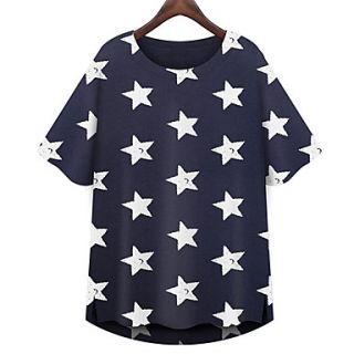 Yishabeier All Over The Sky Star Round Collar T Shirt With Short Sleeves(Blue)
