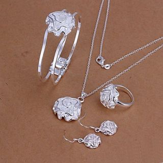Oyami Cuprum Silvering Bracelet Necklace Earrings Ring Suit LKNSPCS243