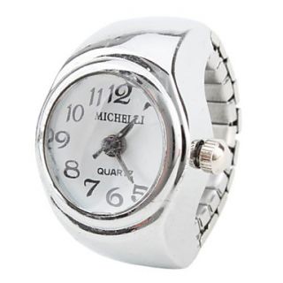 Womens Stylish Alloy Analog Quartz Ring Watch (Silver)