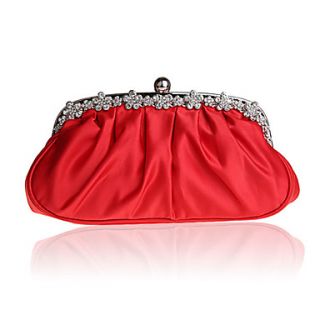 ONDY New NewSimple Luxury Diamond Silk Evening Bag (Red)