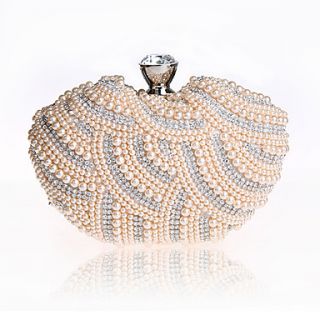 ONDY NewHeart Shaped Pearl Evening Bag (Champagne)