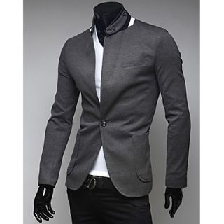 Aowofs Eaby HOT Fashion Stand Collar Single Button Business Suit(Gray)