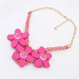 Yiyi Womens Bohemian Style Flower Short Necklace(Fuchsia)