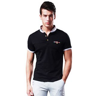 Bangni Mens Contrast Color Short Sleeve Bodycon Stand Collar T Shirt