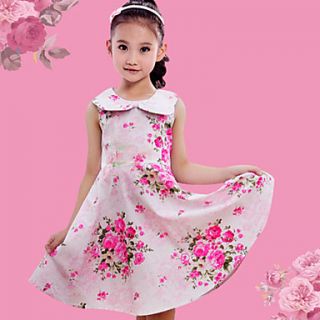 WXH ChildrenS Lovely Flower Tendril Green Pink Dress(Screen Color)